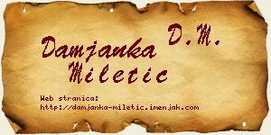 Damjanka Miletić vizit kartica
